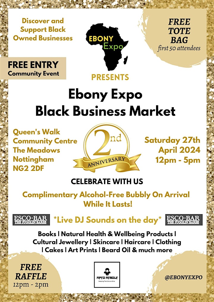 Flyer for the Ebony Expo Black Business Market 2024 held in Nottingham