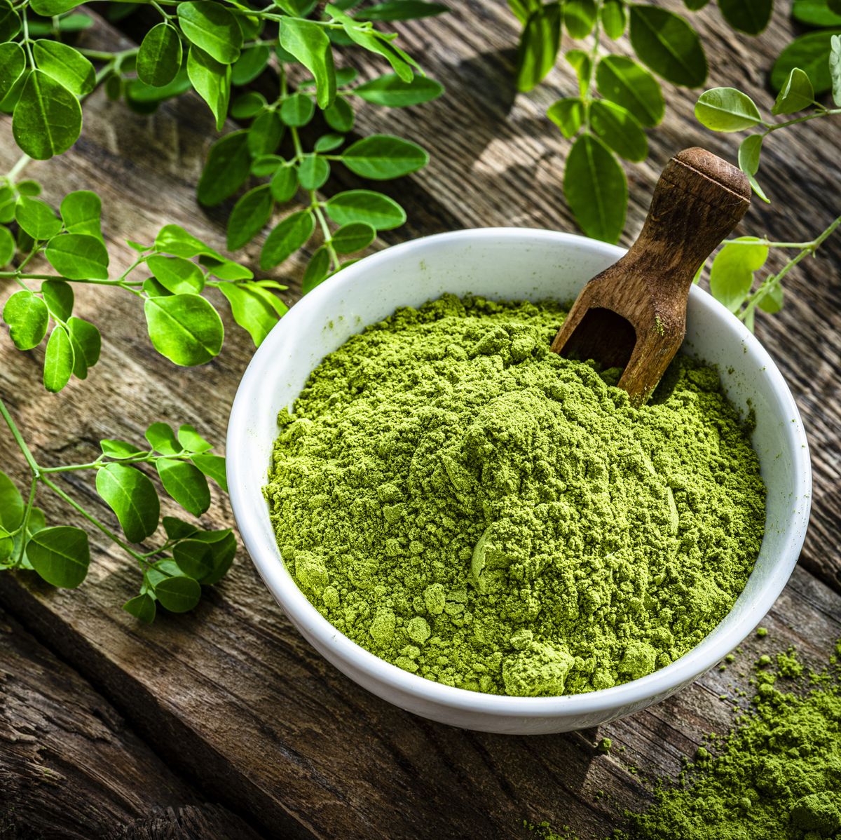 picture of moringa powder in a bowl
