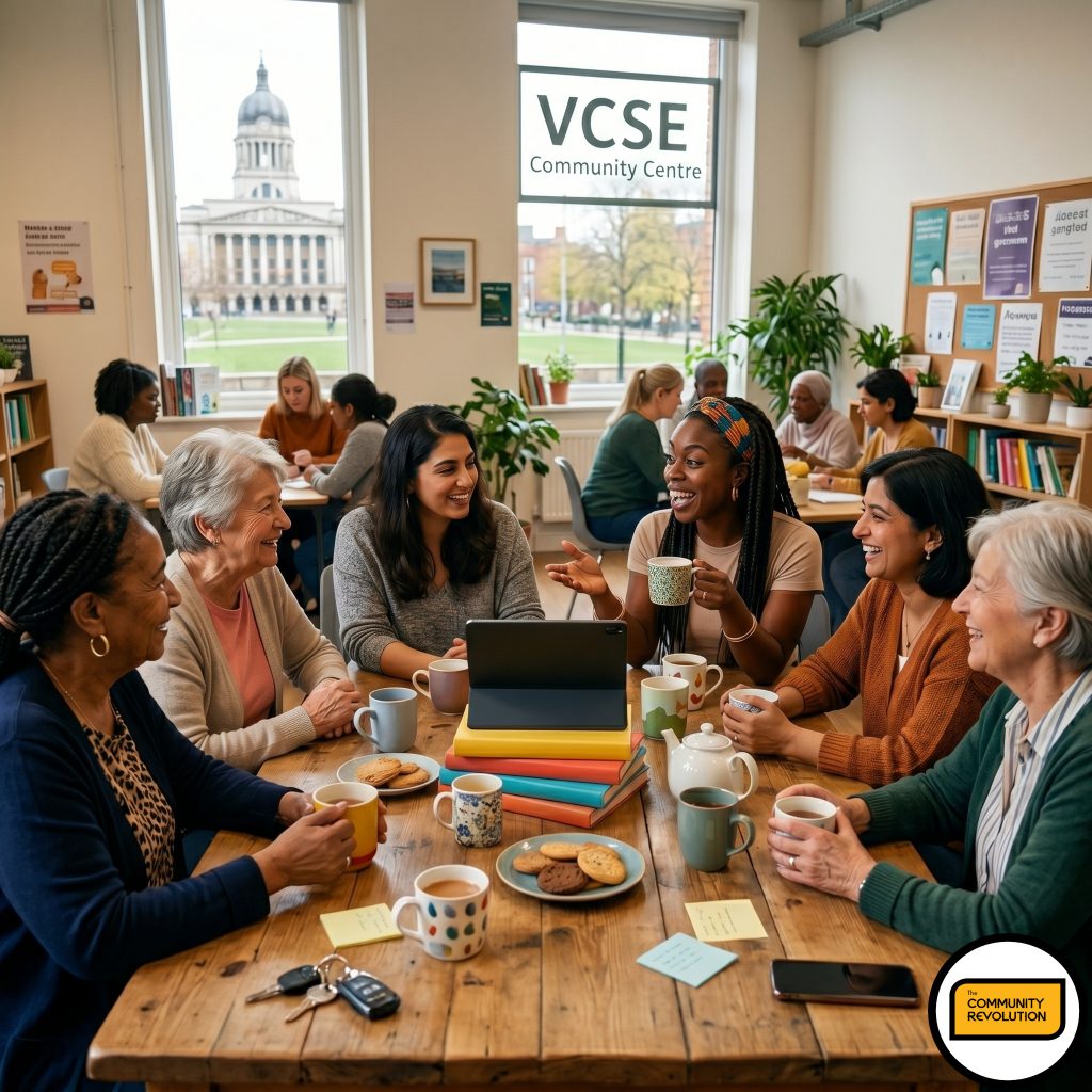 Diverse group of women from the local community relaxing and connecting in a Nottingham centre.